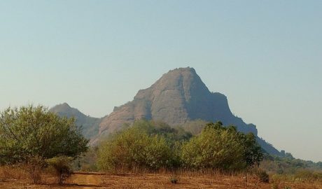 Manikgad fort trek as seen from the base village