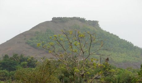 Samrajgad fort trek as seen from the base village